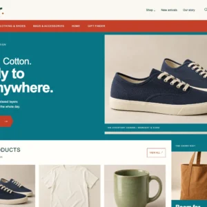 Vender Pro ecommerce storefront homepage with teal campaign and product grid
