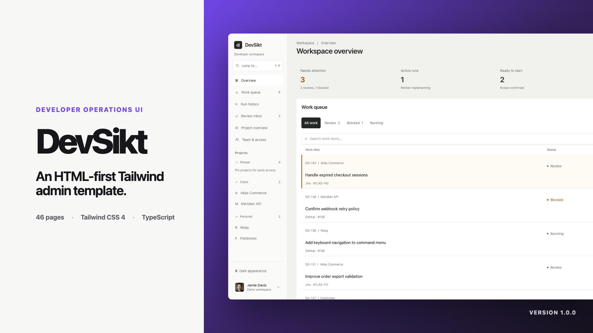 DevSikt Pro – Tailwind Admin Template for Developers